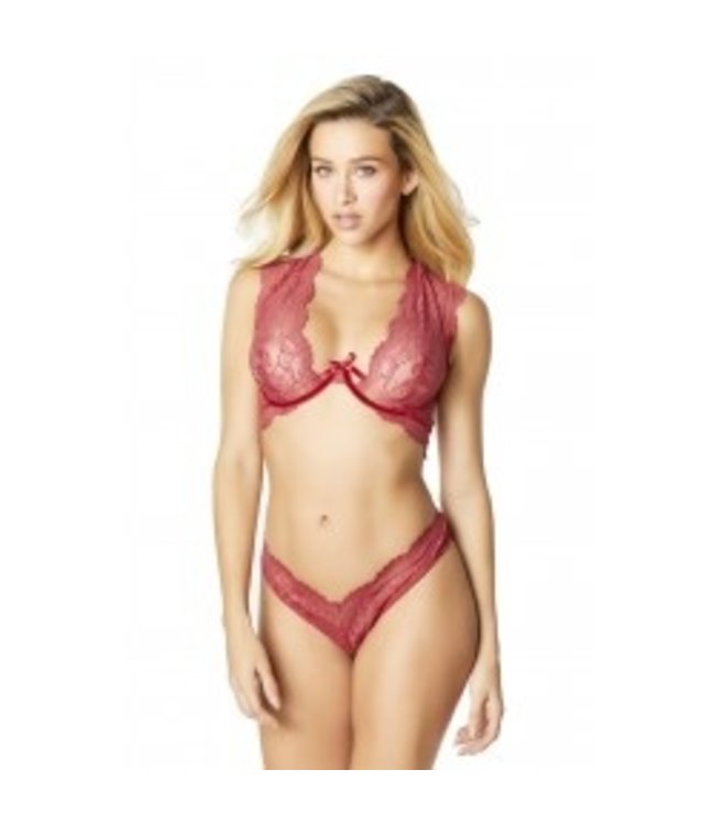 Sexy kanten bordeaux lingerie 2-delige set