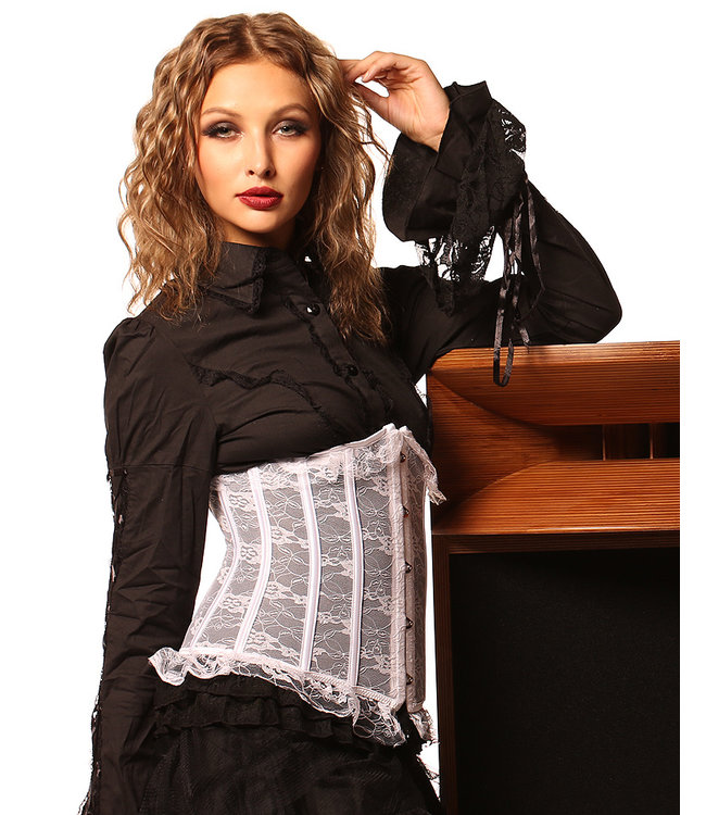 Wit underbust corset met motief (kant)