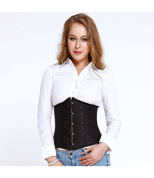 Zwarte underbust corset met motief