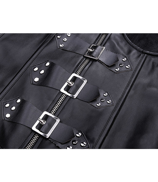 Overbust open cup leatherlook corset met studs