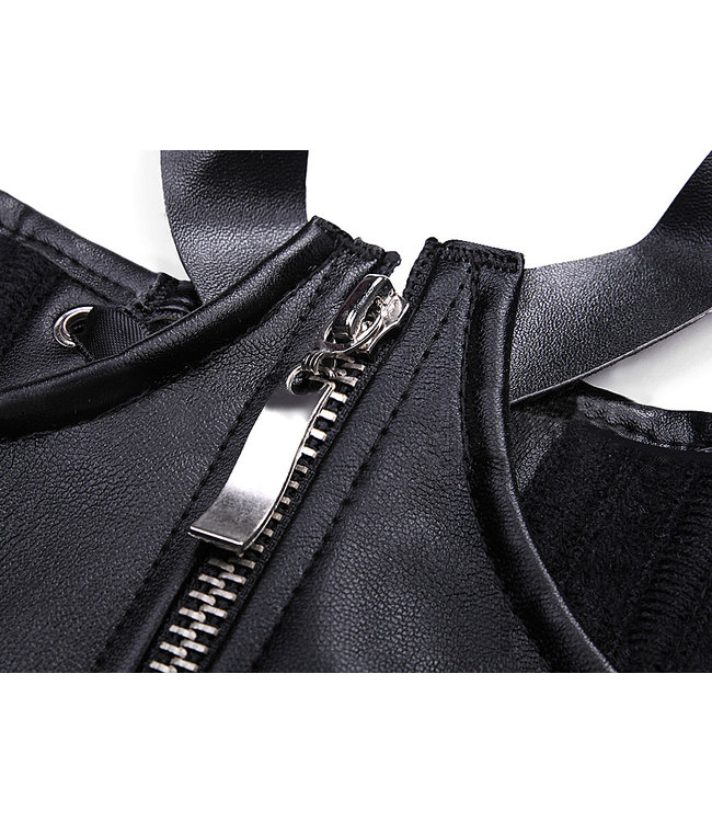 Overbust open cup leatherlook corset met studs