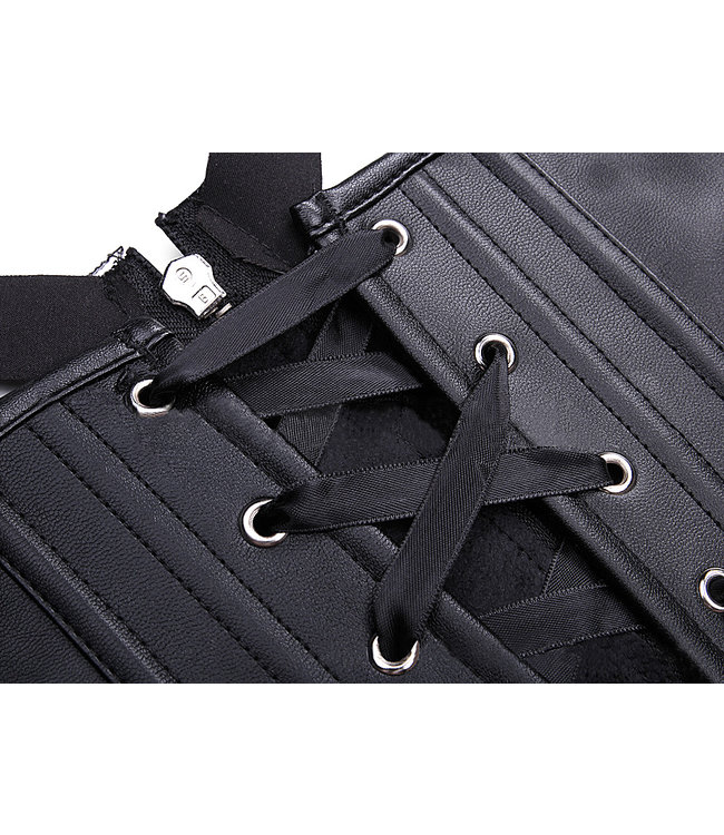 Overbust open cup leatherlook corset met studs