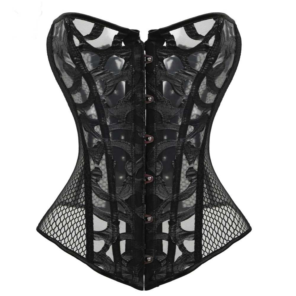 Zwart corset met leatherlook details - ClassyWear
