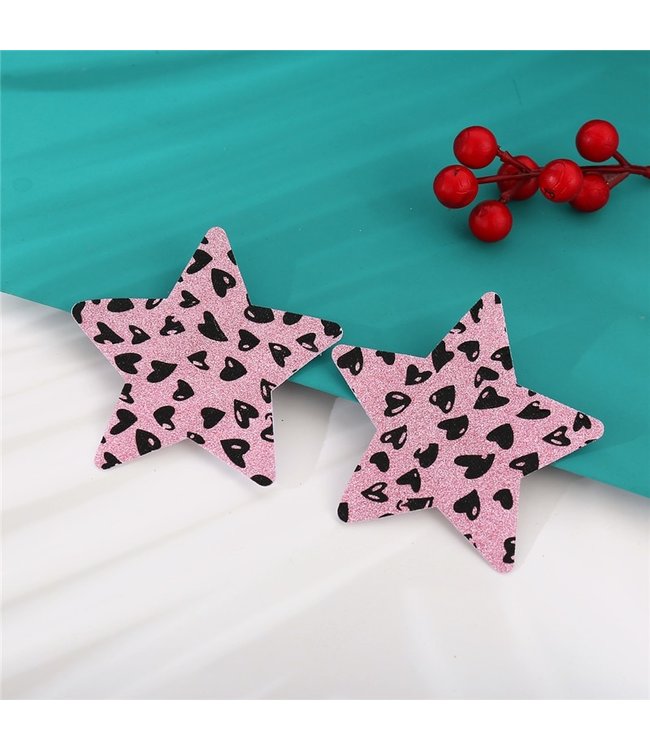 ClassyWear Roze glitter tepelplakkers (star)