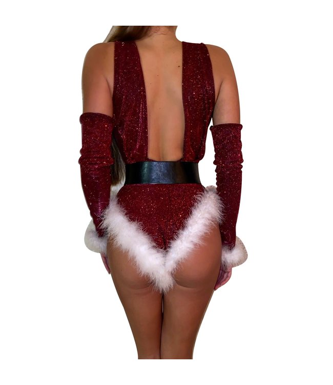 Fancy glitter kerst body setje met veren