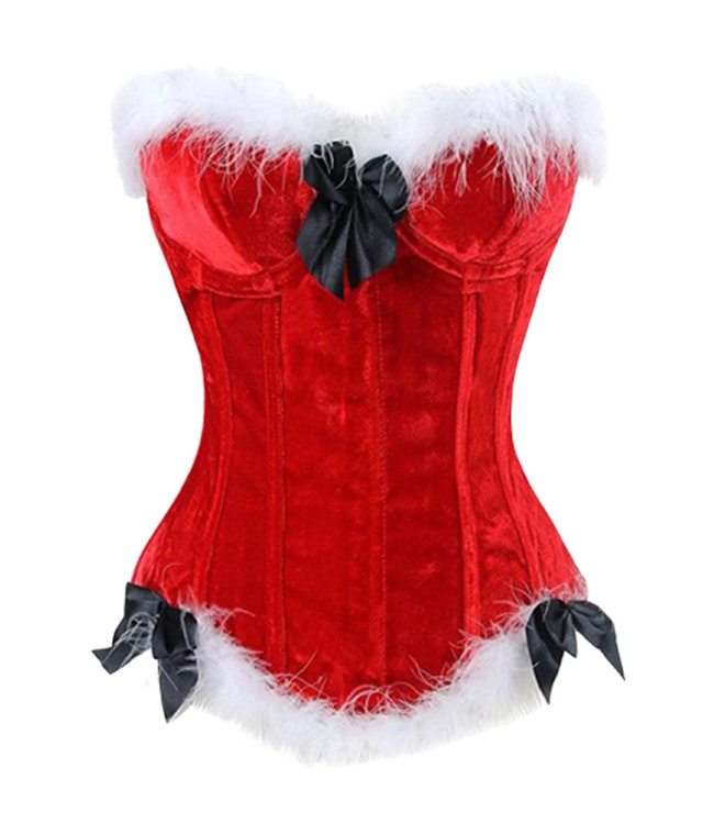 Luxe Rode Kerst corset met veren