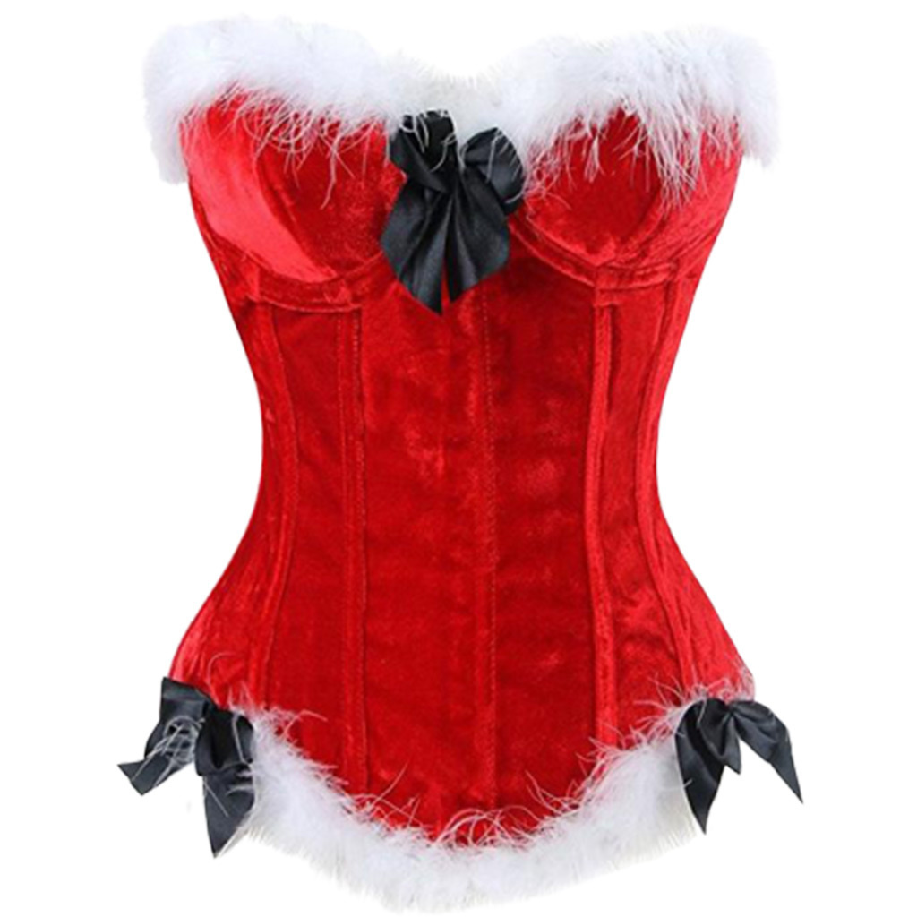 kandidaat Stevenson Invloed Luxe Rode Kerst corset met veren - ClassyWear