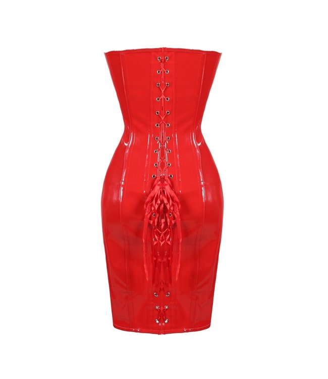 Rode  lak look corset jurk
