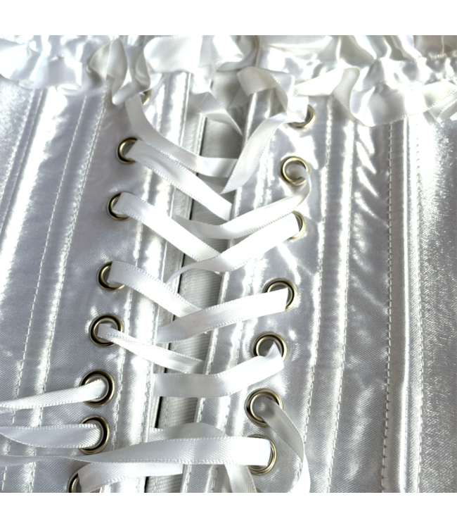 Satijnen corset/ bustier met roesjes - wit