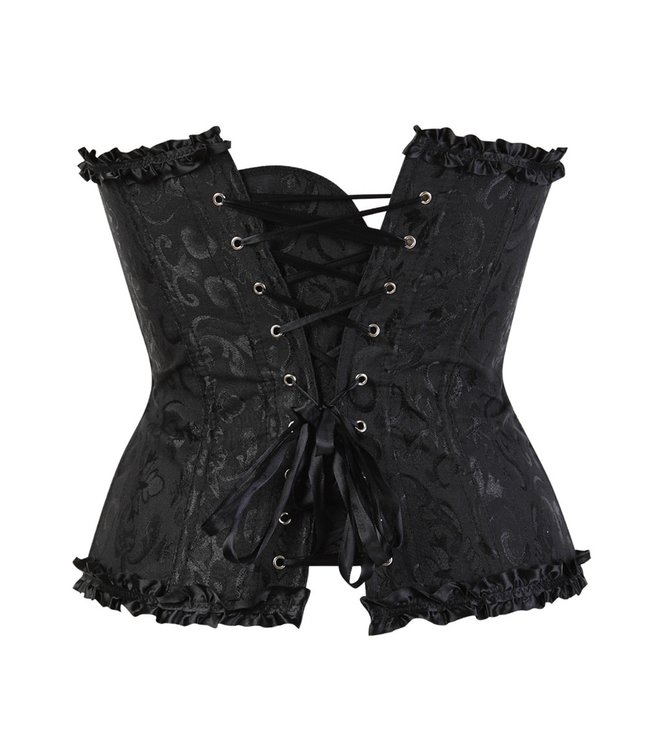 Overbust-corset met ribbon details - zwart