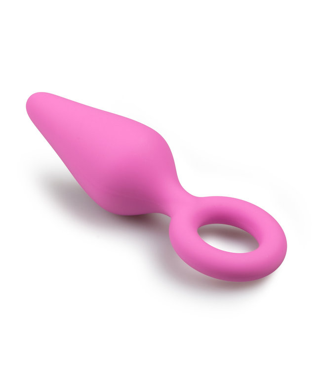 ClassyWear Zacht silicone butt plug met pull ring (Medium) -pink