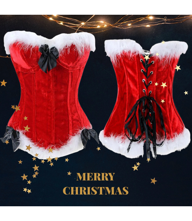Luxe Rode Kerst corset met veren
