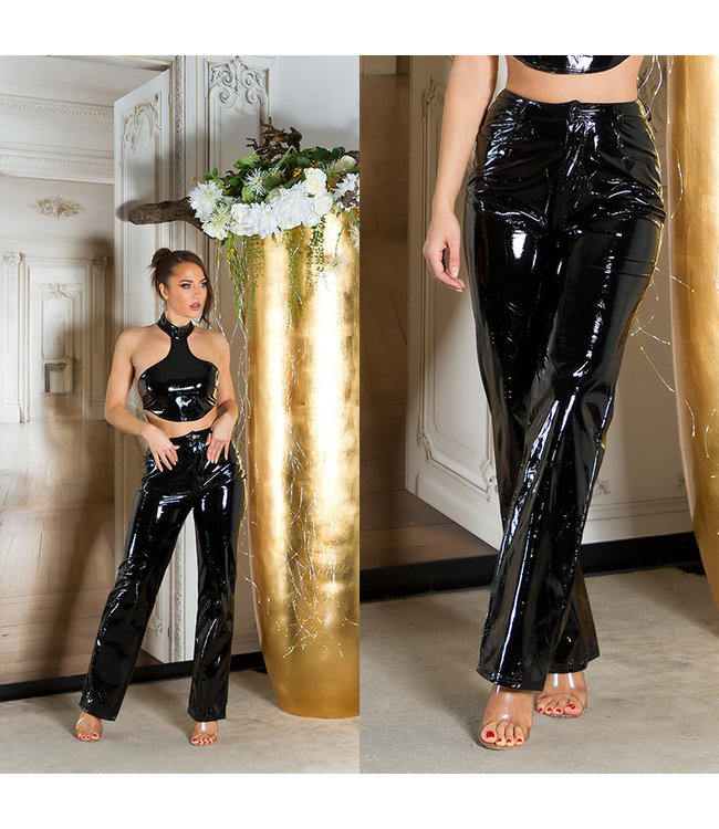 ClassyWear Sexy Latex/Laklook broekje - zwart