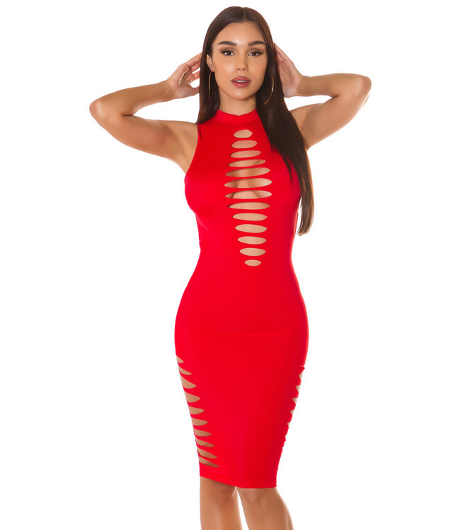 SUPER HOT! Cut outs open-rug jurkje -rood