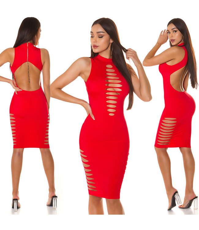 SUPER HOT! Cut outs open-rug jurkje -rood