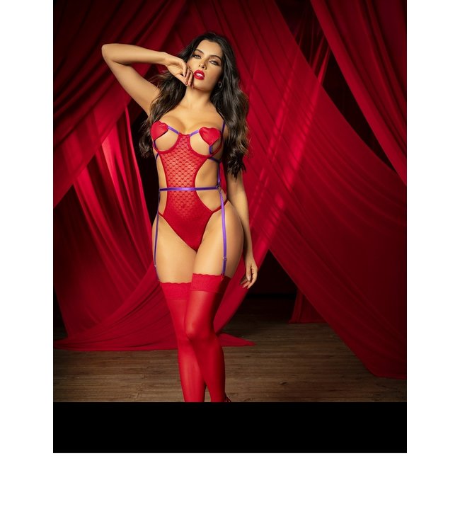 Limited 'Lovely Valentijn' sexy kanten open cup teddy/body lingerie