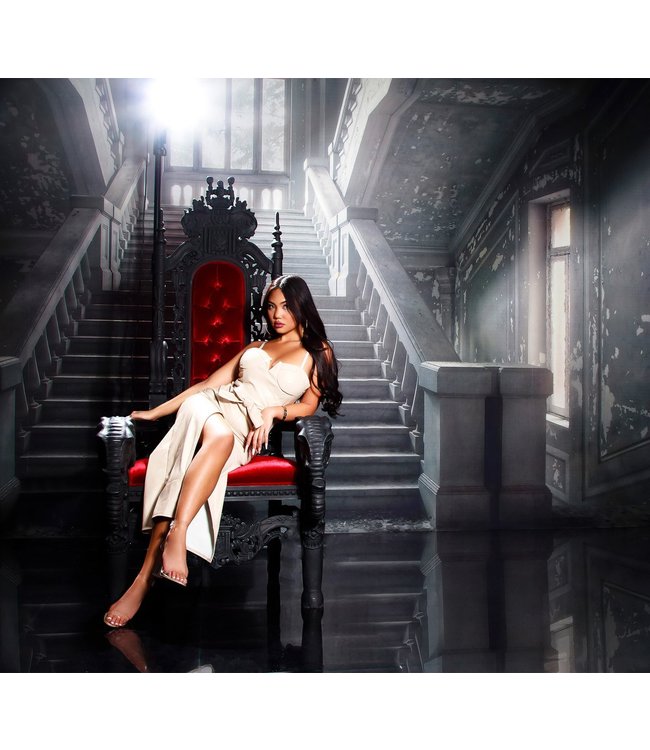 LUXE! Elegante leather look lang jurk - beige