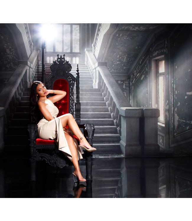 LUXE! Elegante leather look lang jurk - beige