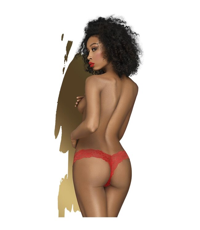 Sexy kanten brazilian cut broekje met strik - rood