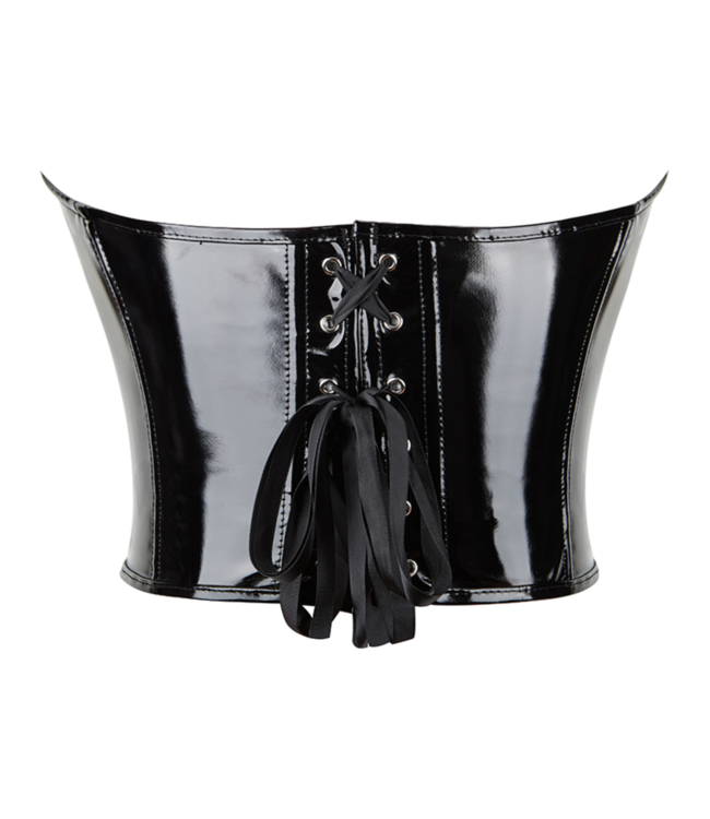 PVC/Laklook open cup underbust corset bustier - zwart