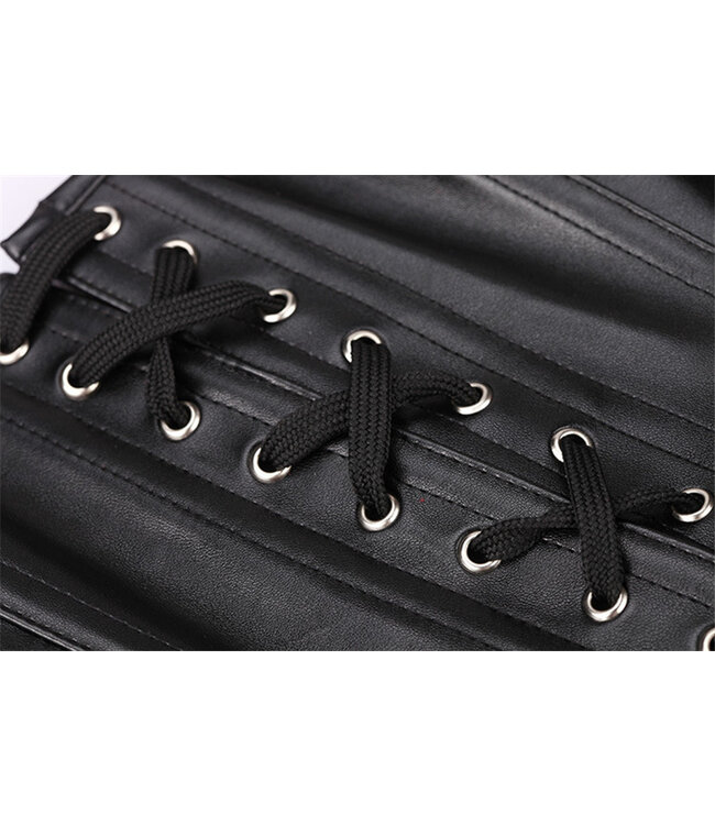 Leatherlook halter neck underbust corset - zwart