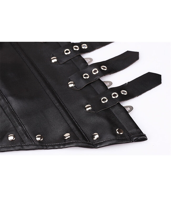 Leatherlook halter neck underbust corset - zwart
