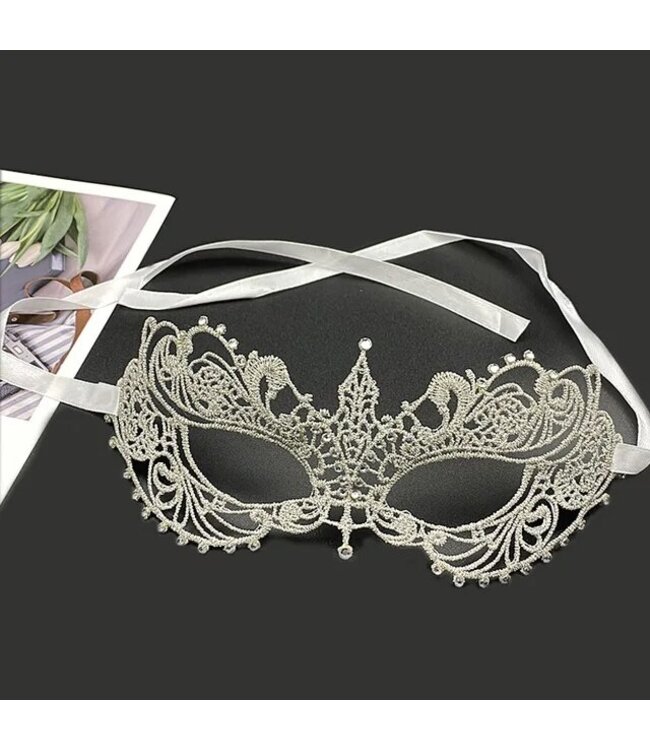 Luxe oog masker met GLITTERSTEENTJES- offwhite