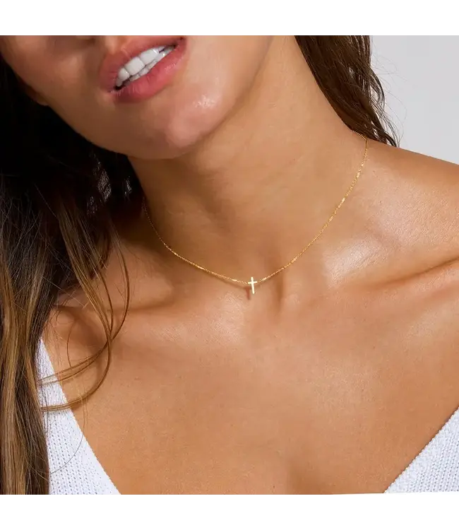 Elegante cross 14K Plated ketting choker