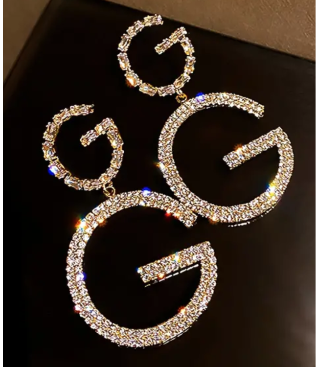 STAINLESS GOUDEN OORBELLEN MET STEENTJES