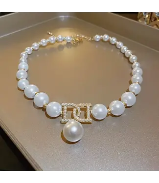 ClassyWear Luxe elegante pearl ketting met gouden kleur