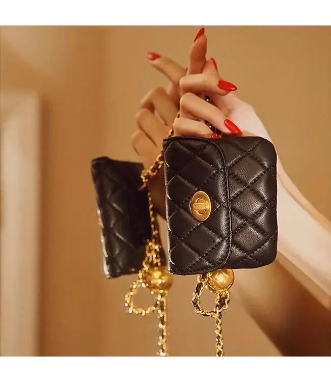 Mini riem tasje met ketting crossbody - zwart