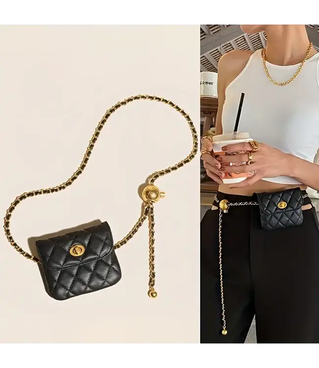 Mini riem tasje met ketting crossbody - zwart