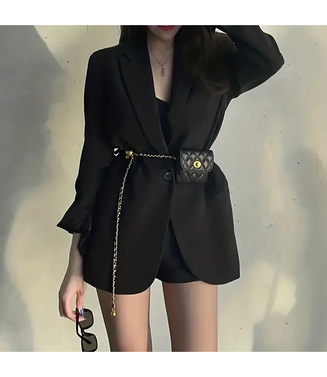 Mini riem tasje met ketting crossbody - zwart