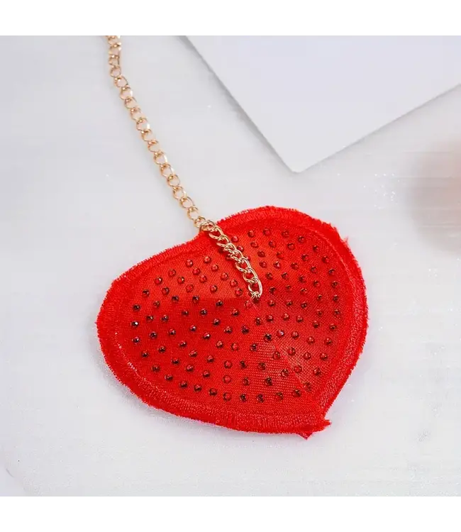 Sexy tepelplakker met steentjes en gouden ketting - rood