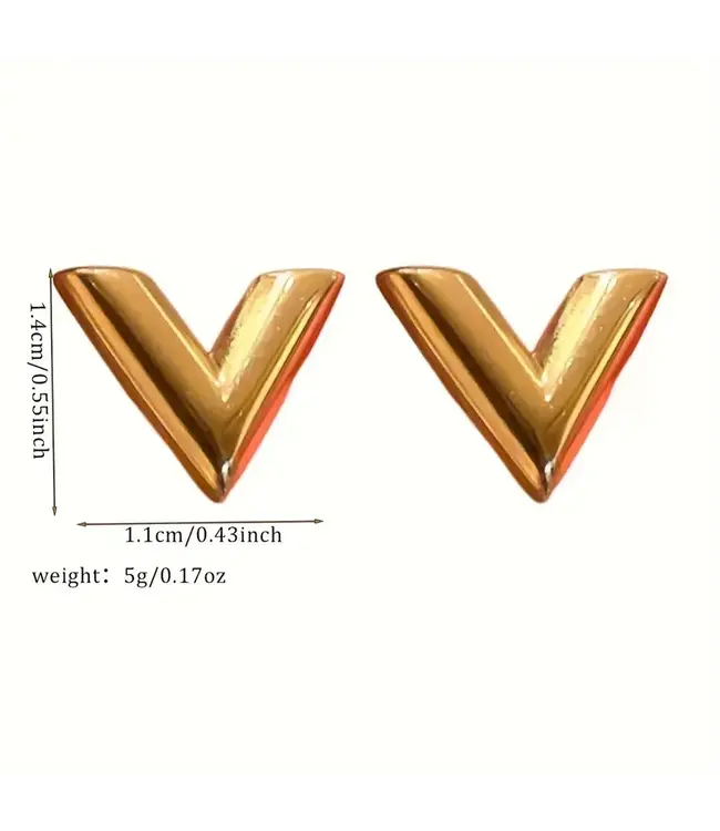 Klein V 14K PLATED OORBELLEN - GOUD