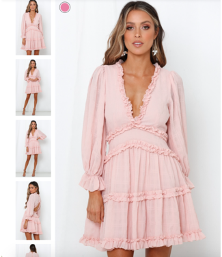 ClassyWear Luxe deep V jurk met ruffle - roze