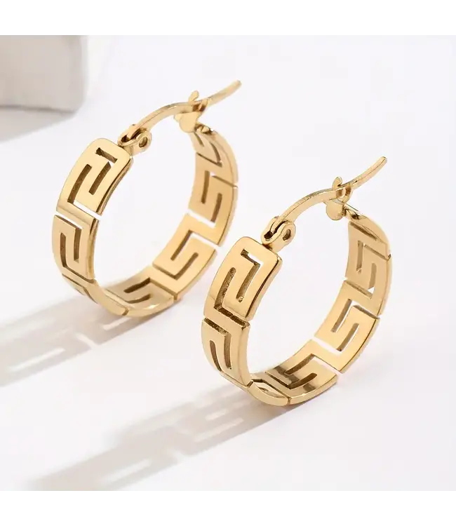 Greek style Roestvrij 18k plated oorbellen - goud
