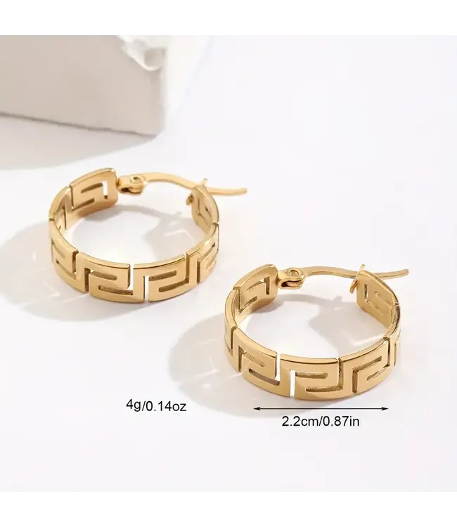 Greek style Roestvrij 18k plated oorbellen - goud