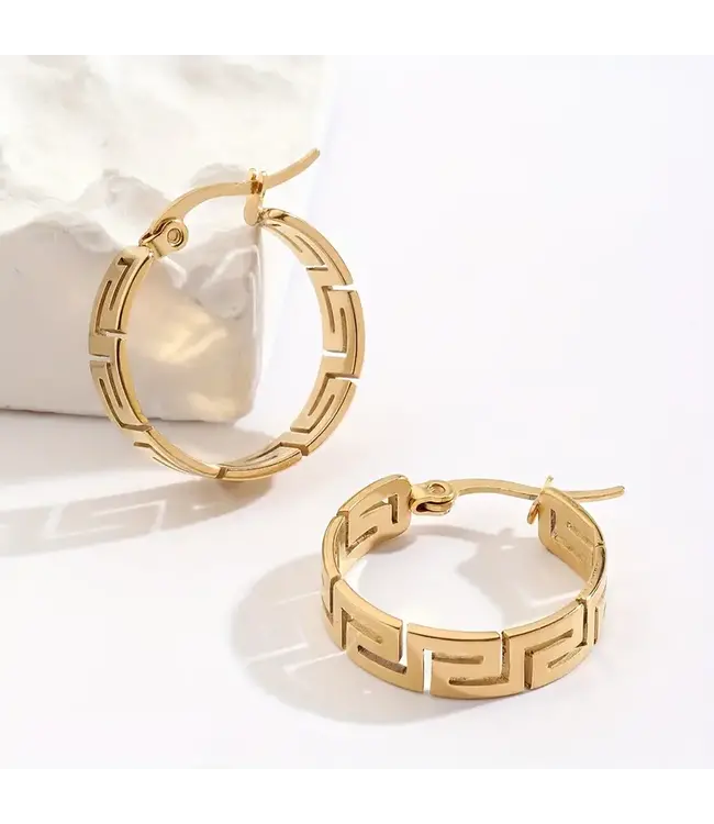 Greek style Roestvrij 18k plated oorbellen - goud