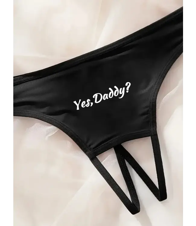 Sexy open kruis string " Yes, Daddy? "