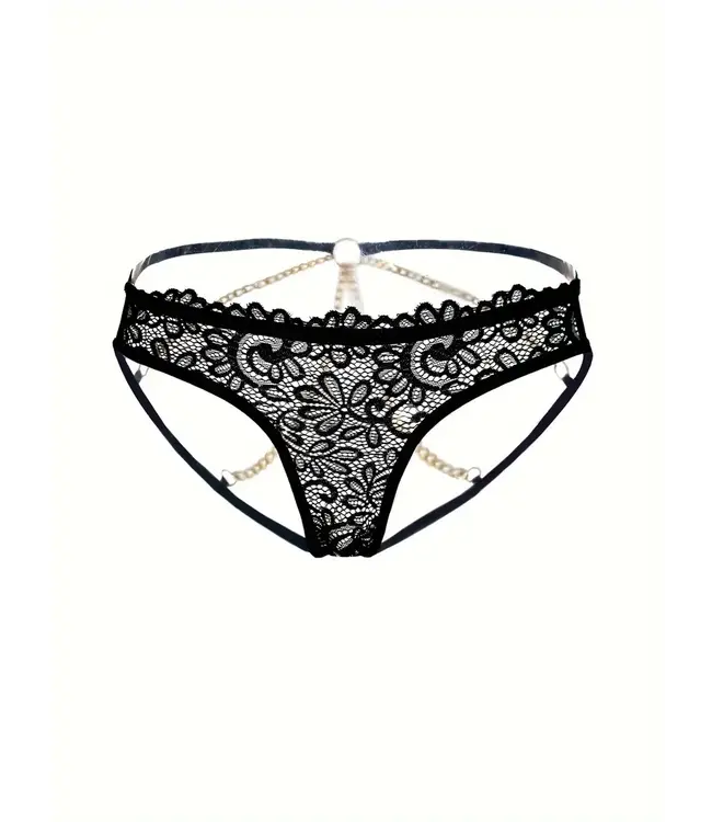 Sexy kanten string met gouden ketting