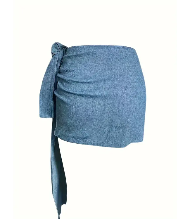 So chic! Hoge taile mini rokje - blauw