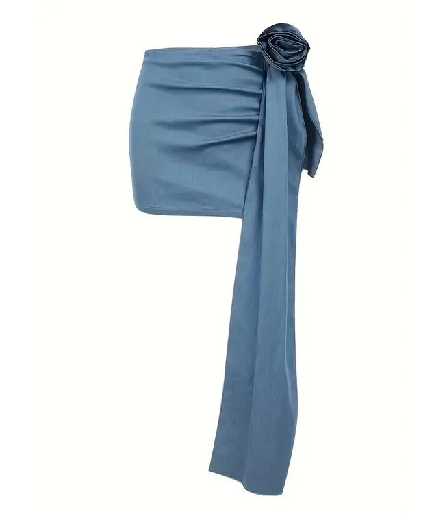 So chic! Hoge taile mini rokje - blauw