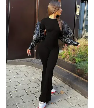 ClassyWear Sexy chic open rug jumpsuit - zwart