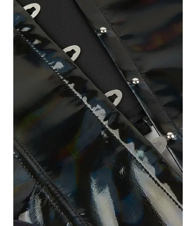 Sexy laklook pu underbust corset met straps - zwart