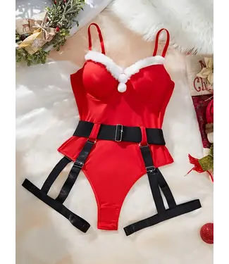 ClassyWear 'Sexy santa baby' Kerst bodysuit lingerie met leg-wear