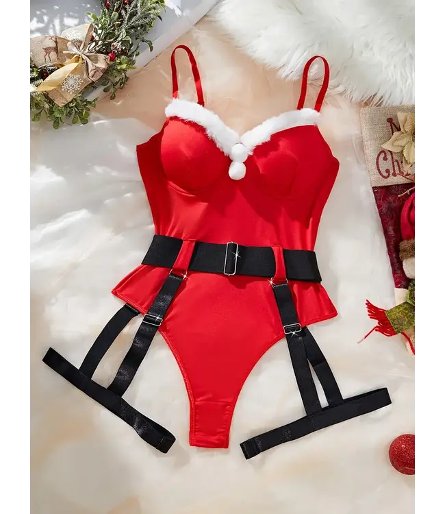'Sexy santa baby' Kerst bodysuit lingerie met leg-wear