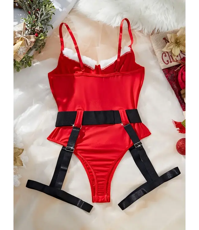 'Sexy santa baby' Kerst bodysuit lingerie met leg-wear