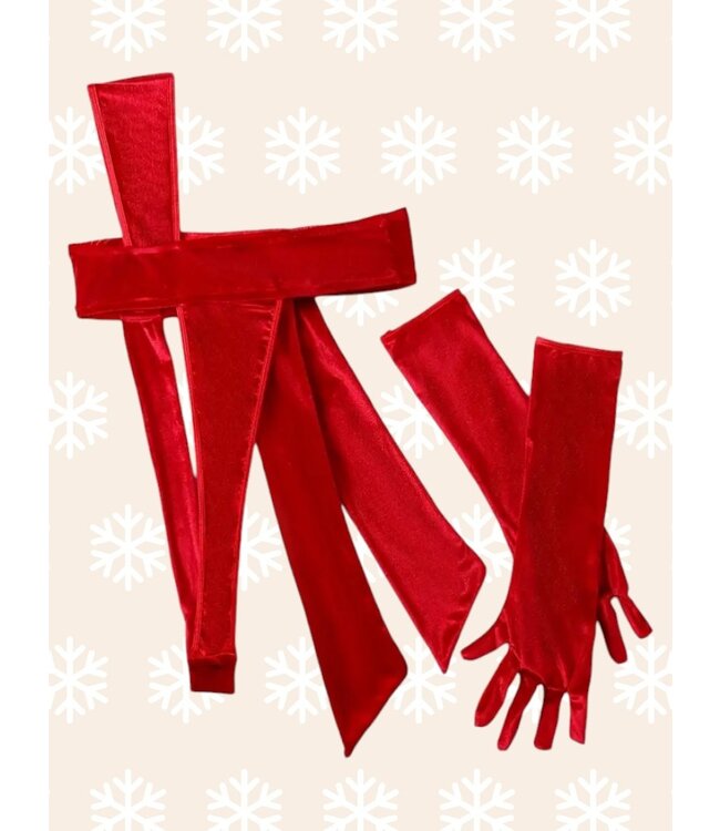 'Wrap me' Luxe velvet kerst body wrap lingerie - rood