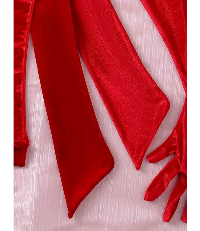 'Wrap me' Luxe velvet kerst body wrap lingerie - rood